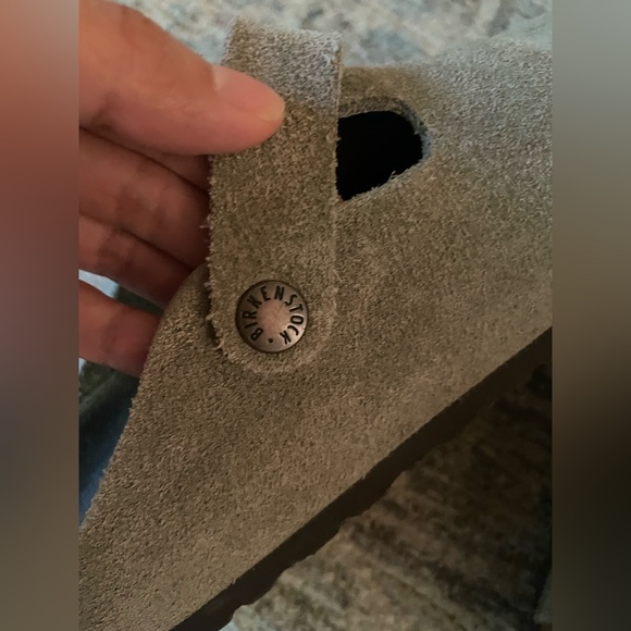 Birkenstock Boston Suede Leather Taupe Clogs - Picture 6 of 7